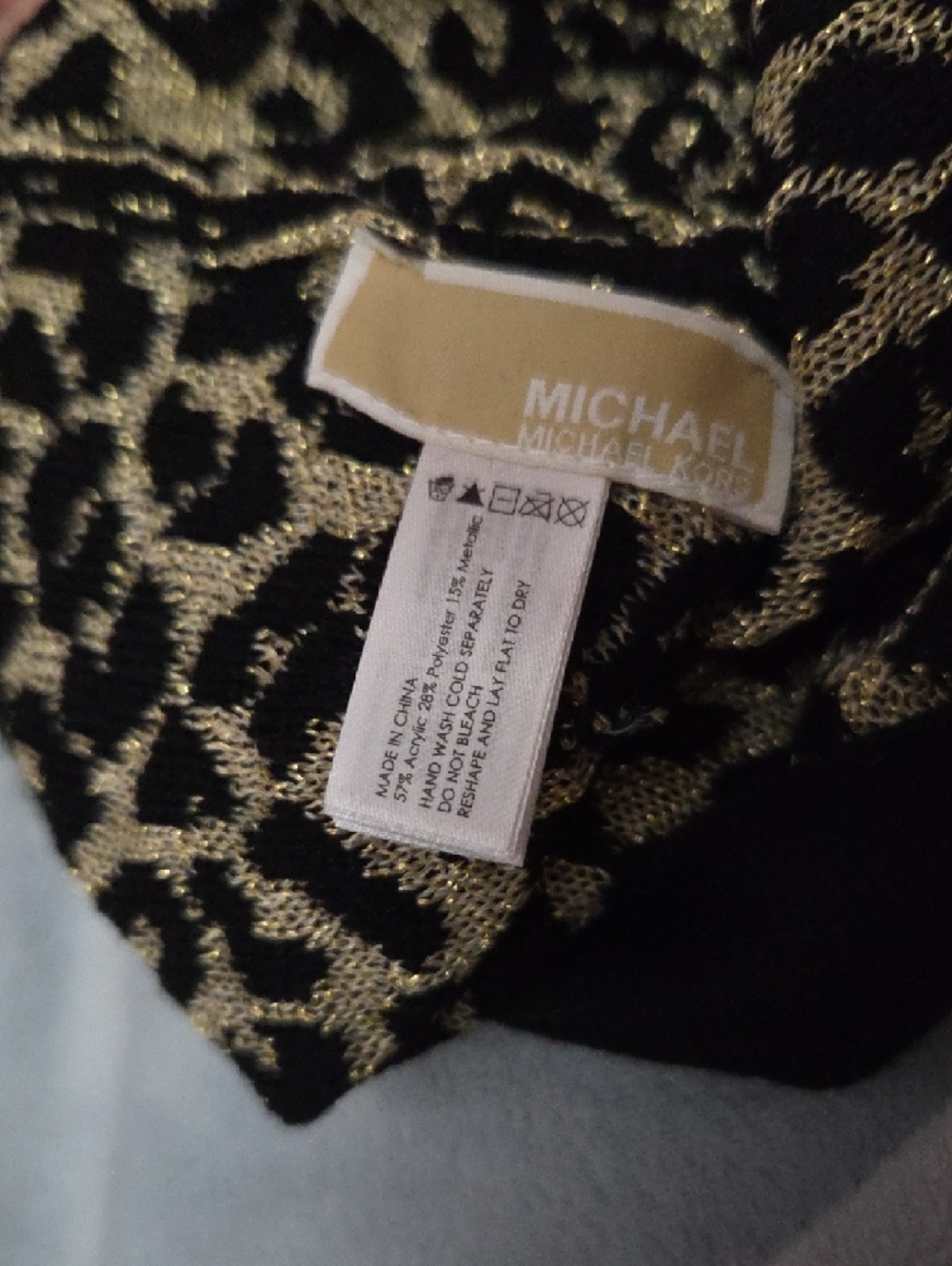 Michael Kors Black and Gold Leopard Knit Hat - Picture 5 of 6